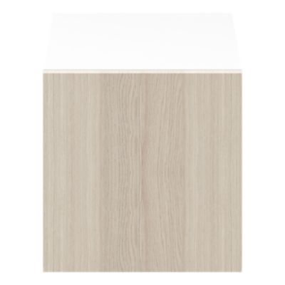 Cube rangement blanc avec porte effet chêne GoodHome Atomia H. 37,5 x L. 37,5 x P. 37 cm