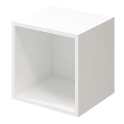 Cube rangement blanc avec porte effet chêne GoodHome Atomia H. 37,5 x L. 37,5 x P. 37 cm