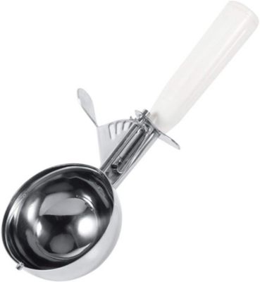 Cuillère à glace en acier inoxydable avec gâchette blanc