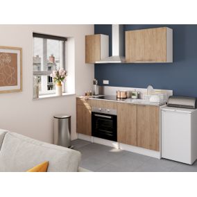 Cuisine complète pré-montée All in bois orme L.250 cm avec électroménager