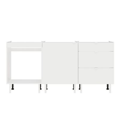 Cuisine complète 3 meubles bas 1 porte 3 tiroirs Izee blanc sans électroménager 180 cm