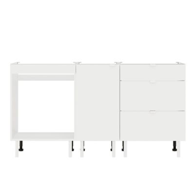 Cuisine complète 3 meubles bas 3 tiroirs et 1 porte Izee blanc sans électroménager 160 cm