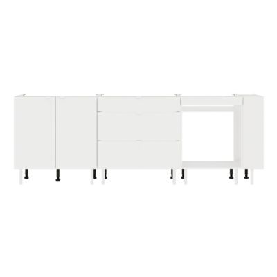 Cuisine complète 4 meubles bas 3 portes Izee blanc sans électroménager 240 cm