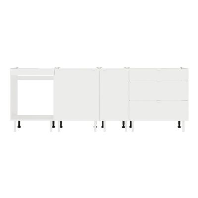 Cuisine complète 4 meubles bas 3 tiroirs et 2 portes Izee blanc sans électroménager 240 cm