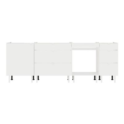Cuisine complète 4 meubles bas 6 tiroirs et 1 porte Izee blanc sans électroménager 240 cm