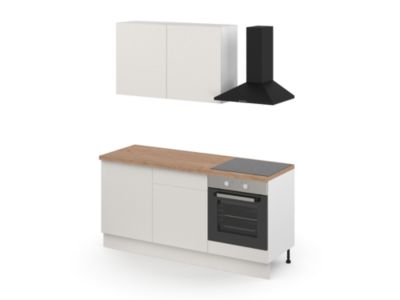 Cuisine complète GoodHome Elcot blanc mat 2 caissons hauts + 3 bas sans électroménager l.80 cm