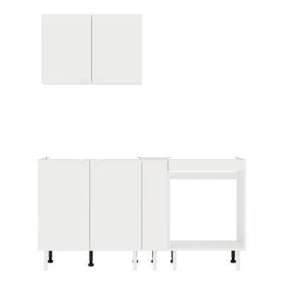 Cuisine complète Izee blanc 1 meuble haut + 3 bas 5 portes sans électroménager 160 cm