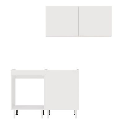 Cuisine complète Izee blanc 2 meubles hauts + 2 bas 3 portes sans électroménager 180 cm