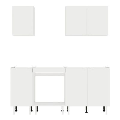 Cuisine complète Izee blanc 2 meubles hauts + 3 bas 6 portes sans électroménager 180 cm
