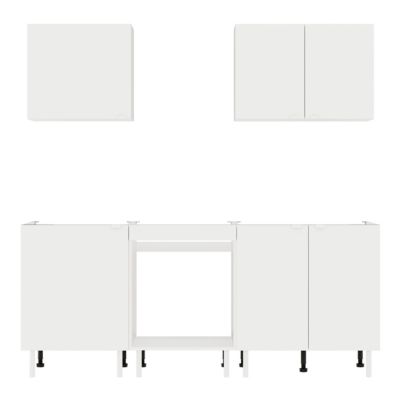 Cuisine complète Izee blanc 2 meubles hauts + 3 bas 6 portes sans électroménager 200 cm