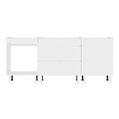 Cuisine complète Izee blanc 3 meubles bas 3 tiroirs et 1 porte sans électroménager 200 cm