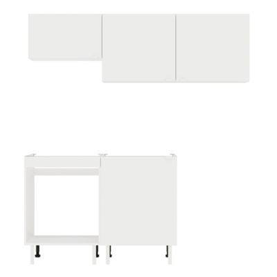 Cuisine complète Izee blanc 3 meubles hauts + 2 bas 4 portes sans électroménager 180 cm