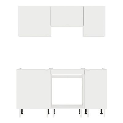 Cuisine complète Izee blanc 3 meubles hauts + 3 bas 5 portes sans électroménager 160 cm