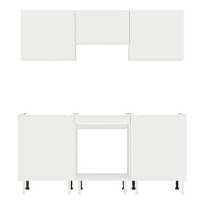 Cuisine complète Izee blanc 3 meubles hauts + 3 bas 5 portes sans électroménager 180 cm