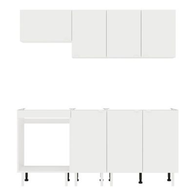 Cuisine complète Izee blanc 3 meubles hauts + 3 bas 7 portes sans électroménager 180 cm