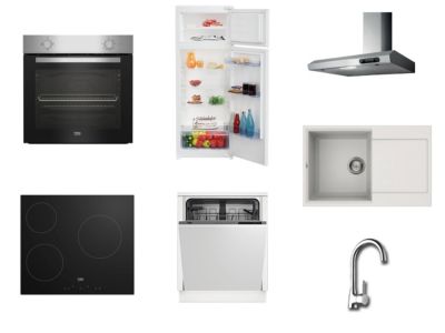 Cuisine complète montée All In Carla imitation chêne L. 285 cm avec électroménager