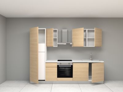 Cuisine complète montée All In Carla imitation chêne L. 285 cm avec électroménager