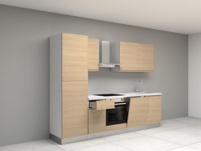 Cuisine complète montée All In Carla imitation chêne L. 285 cm avec électroménager