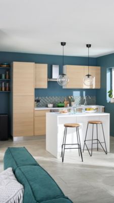 Cuisine complète montée All In Carla imitation chêne L. 285 cm avec électroménager