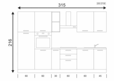 Cuisine complète montée All in Daphne blanc et imitation chêne L. 315 cm avec électroménager
