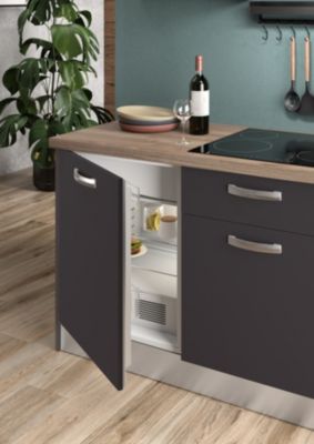 Cuisine complète montée All in gris anthracite L. 180 cm avec électroménager