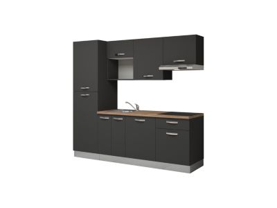 Cuisine complète montée All in Laetitia gris anthracite L. 240 cm avec électroménager