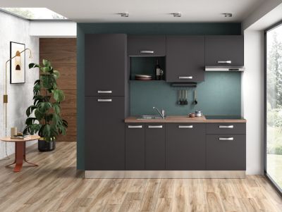 Cuisine complète montée All in Laetitia gris anthracite L. 240 cm