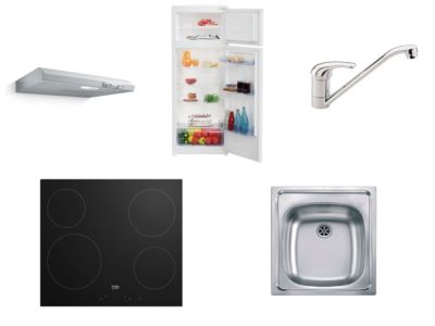 Cuisine complète montée All in Laetitia gris anthracite L. 240 cm avec électroménager