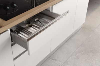 Cuisine complète montée All in Mimosa blanc L. 255 cm avec électroménager
