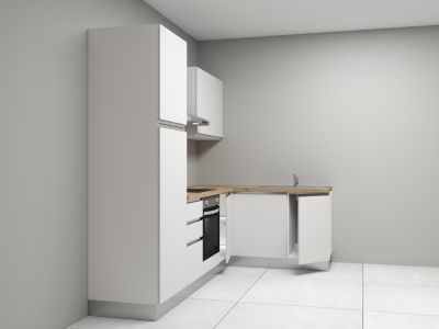 Cuisine complète montée All in Mimosa blanc L. 375 cm avec électroménager