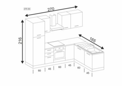Cuisine complète montée All in Mimosa blanc L. 375 cm avec électroménager