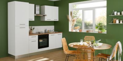 Cuisine complète montée All In Monica blanc L. 255 cm avec électroménager