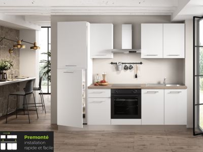 Cuisine complète montée All In Monica blanc L. 255 cm avec électroménager