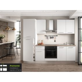 Cuisine complète montée All in Monica blanc L. 255 cm avec électroménager