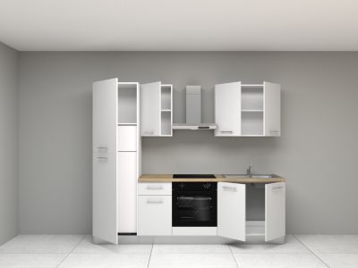 Cuisine complète montée All In Monica blanc L. 255 cm avec électroménager
