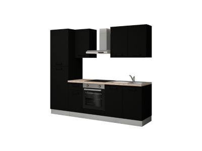 Cuisine complète montée All in Ornella noir L. 255 cm avec électroménager