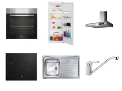 Cuisine complète montée All In Ornella noir L. 255 cm avec électroménager