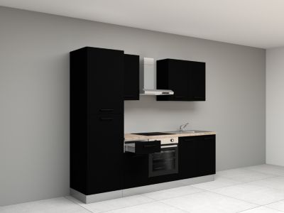 Cuisine complète montée All In Ornella noir L. 255 cm avec électroménager