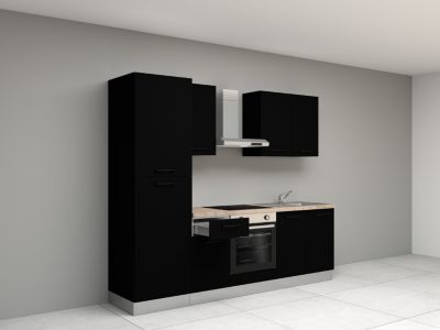 Cuisine complète montée All in Ornella noir L. 255 cm avec électroménager