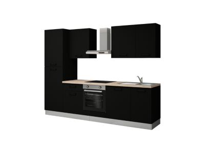 Cuisine complète montée All in Ornella noir L. 285 cm avec électroménager