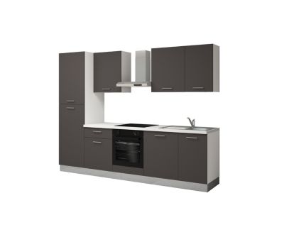 Cuisine complète montée All in Sophia gris anthracite L. 285 cm avec électroménager