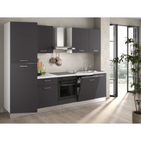 Cuisine complète montée All in Sophia gris anthracite L. 285 cm avec électroménager