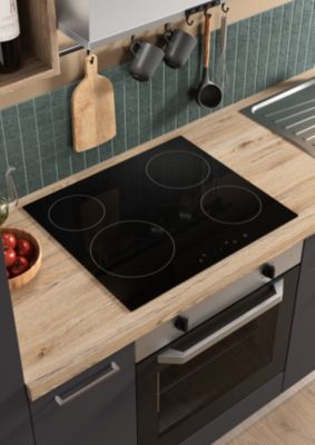 Cuisine complète pré-montée All in anthracite et bois L.255 cm avec électroménager