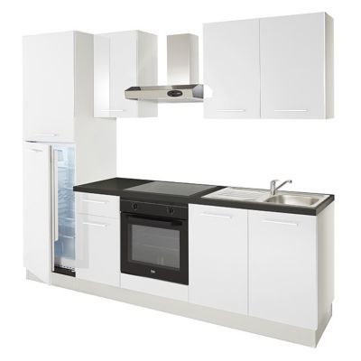 Cuisine complète pré-montée All in basic blanc L.255 cm avec électroménager