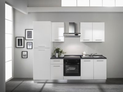 Cuisine complète pré-montée All in basic blanc L.255 cm avec électroménager