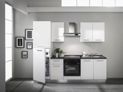 Cuisine complète pré-montée All in basic blanc L.255 cm avec électroménager