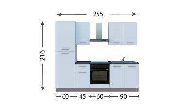 Cuisine complète pré-montée All in basic blanc L.255 cm avec électroménager