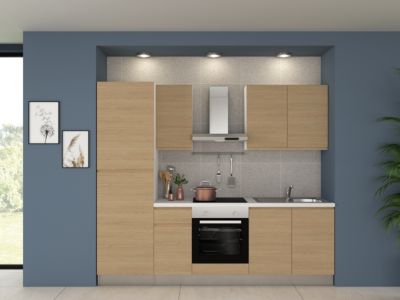 Cuisine complète pré-montée All in basic Chiara chêne L.255 cm avec électroménager