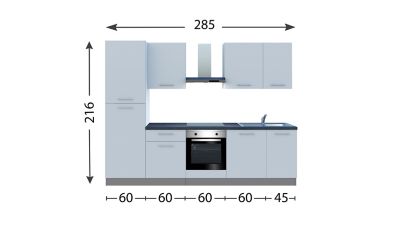 Cuisine complète pré-montée All in premium blanc L.285 cm avec électroménager