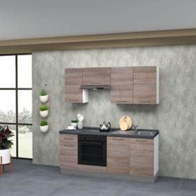 Meubles Cuisine complète CLARA gris chêne mat - 1m80 - 5 meubles